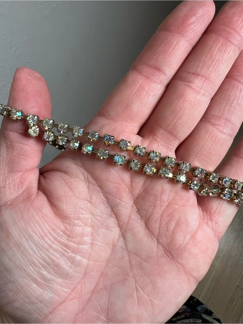 Vintage Gold-Tone Crystal Tennis Necklace - Aurora Borealis Sparkle